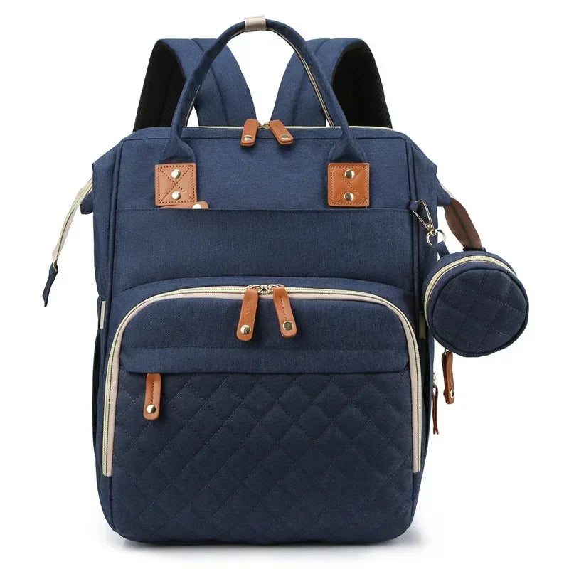 Mummy Backpack With Foldable Crib Soft Mattress Multifunctional Mommy Bags Baby Bottle Insulation Storage Bags Diaper Organizer