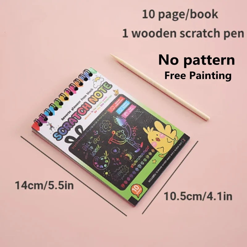 10pcs Children Scratch Montessori Drawing Toys DIY Paper Cartoon Art Painting Education Montessori Children Kids Baby Toy Gifts
