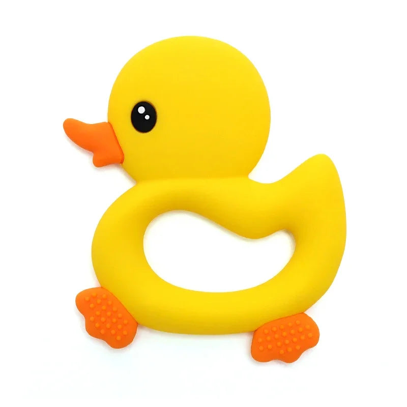 Food Grade Soft Silicone Infant Cartoon Duck Teether Sensory Teething Toys for Newborn Molar Nursing Baby Accessories BPA Free