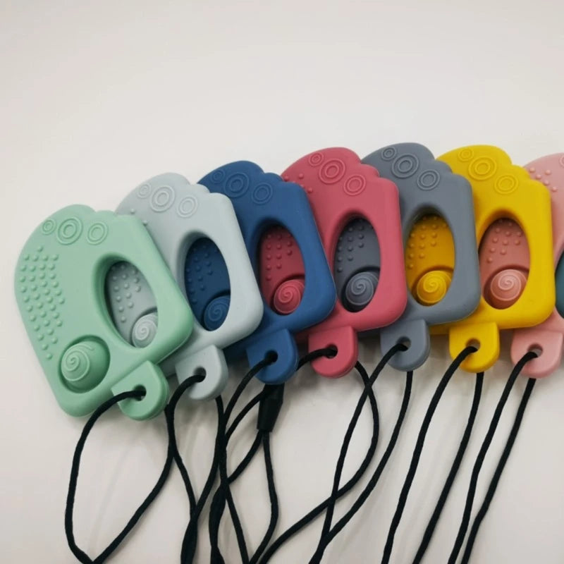 Baby Silicone Teether Kids Chew Necklace Sensory Chewy Pendant Teething Toys for Autism ADHD Special Needs