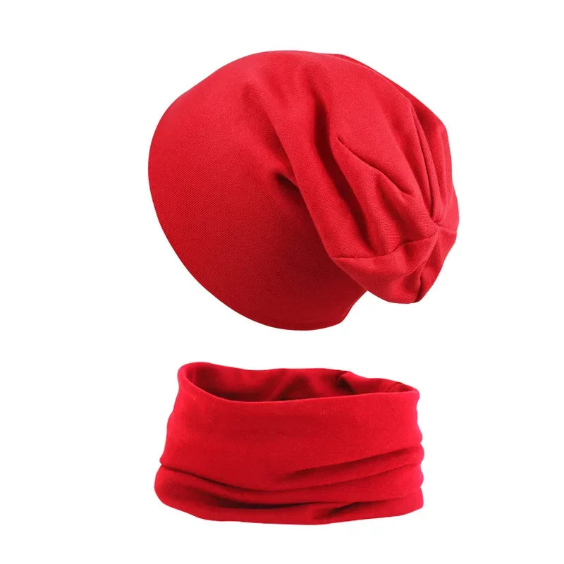 2pcs New Baby Hat Scarf Autumn Winter Soft Elastic Beanie Hats Cotton Newborn Bonnet Warm Accessories Set Boys Girls Hip Hop Cap