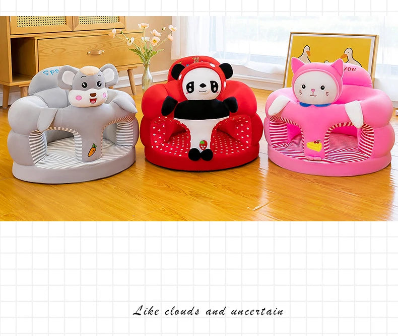 Cute Baby Sofa Support Seat Cover Plush Chair LearningTo Sit Feeding Chair Comfortable Toddler Nest Puff Washable Without Filler