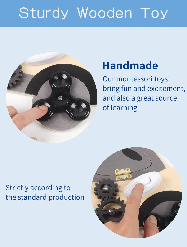 Montessori Toy Steering Wheel Wooden Busy Board Wooden Sensory Toys for Toddlers Preschool Travel Learning Activities