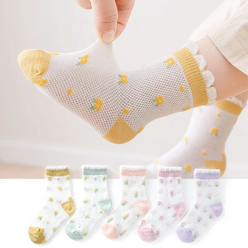 5 PAir Set Children Socks Summer Fishnet Boy Socks Spring Summer Thin Mesh Boat Socks Boys Girls Short Socks