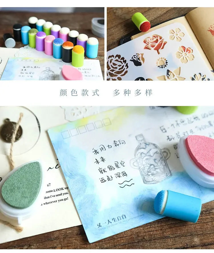 Journamm Finger Painting Kit Drawing Stencils Colorful Inkpad DIY Scrapbooking Creative Stationery Paint Tool School Supplies