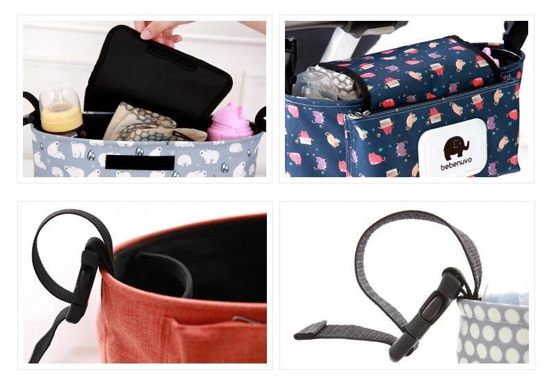Baby Stroller Organizer Bag Waterproof Nappy Diaper Bag Travel Carriage Pram Cart Basket Hook Stroller Accessories Mummy Bag