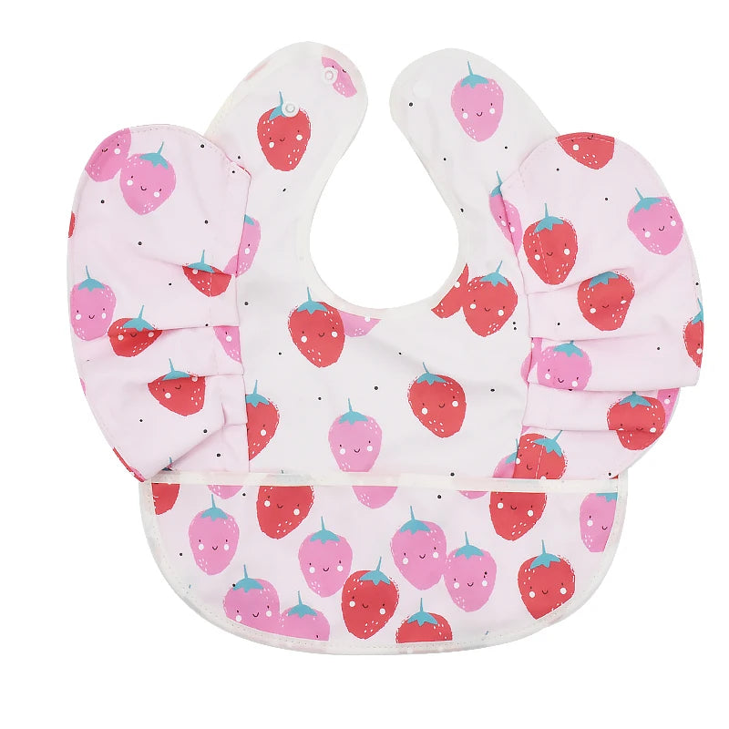 INS Nordic Style Baby Bibs Waterproof Short Sleeve with Pocket Feeding Waterproof Bib Easy Clean Cute Elephant Bibs Soft PU
