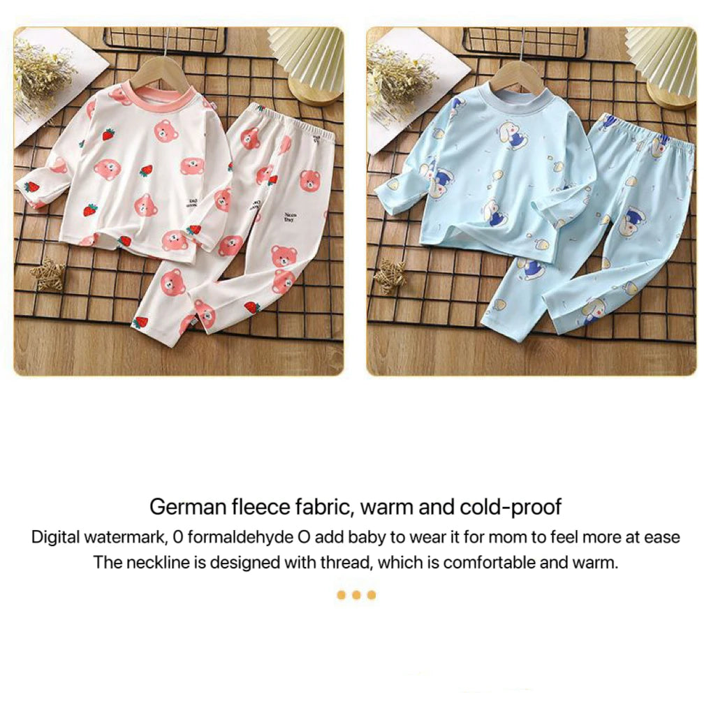 1pcs Children's Underwear Set Kids Soft Cotton Pajamas Boys Girls Baby Spring Autumn Cute Cartoon Long Sleeve Home Sleepwear