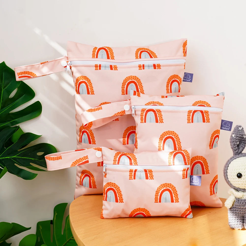 Elinfant Rainbow&Sun Pirnt 3PCS Portable Storage Bag Travel Wash Cosmetic Bag Waterproof Diaper Bag