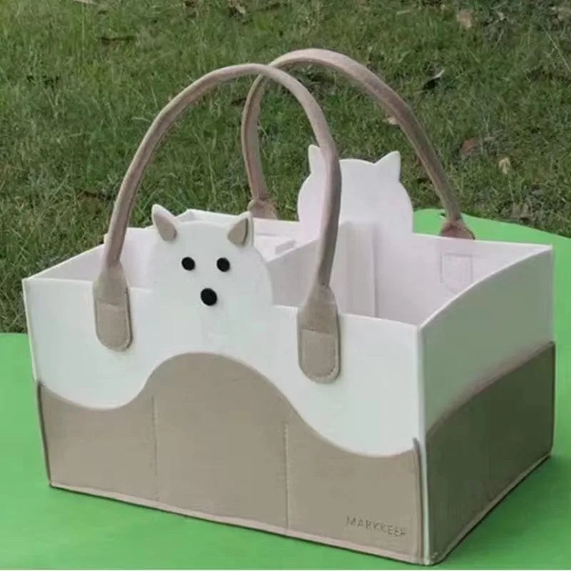 Baby Diaper Caddy Organizer Portable Nursery Essentials Storage Basket Bin Felt Diaper Bag Baby Organizer Pocket Mom Tote Basket