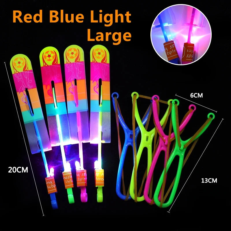 New 50/30/10/5/1Pc Amazing Light Toy Arrow Rocket Helicopter Flying LED Light Toys Party Fun Best Gifts Rubber Band Catapult