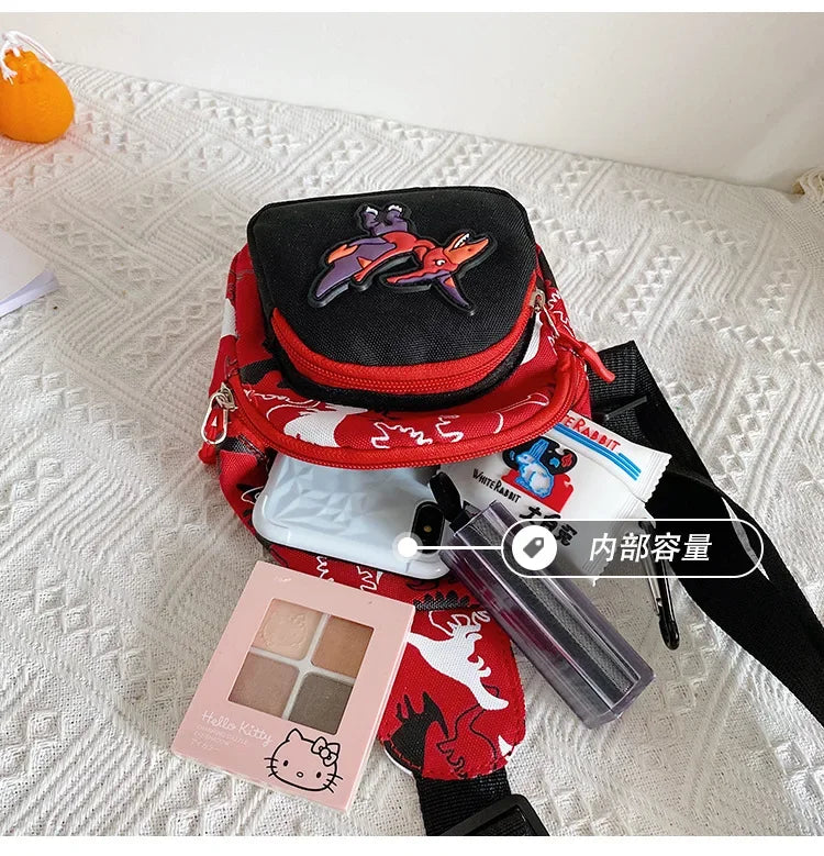 Kids Waist Bags Cartoon Dinosaur Print Outdoor Travel High Capacity Crossbody Zipper Bag Girl Boy Gift Children Chest Pouch Pack