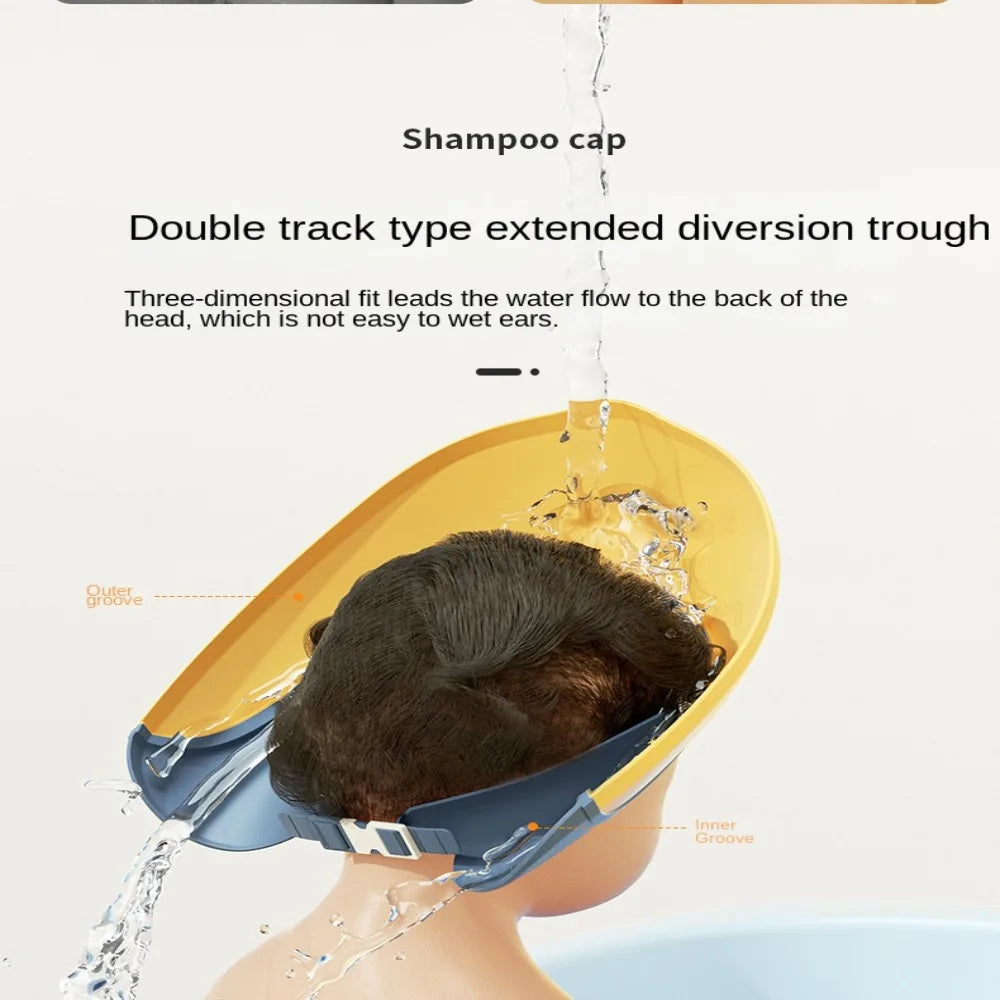 Children's Baby Bath Shower Cap Shampoo Bath Cap Adjustable Cap Waterproof Eye Protection Earmuff Headgear Shampoo Cap