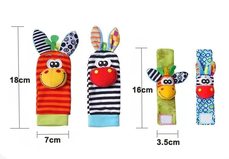0-12 Months Baby Rattles Toys Animal Socks Wrist Strap +Rattle Baby Foot Socks Bug Wrist Strap Toddler Socks Pacifier Toys