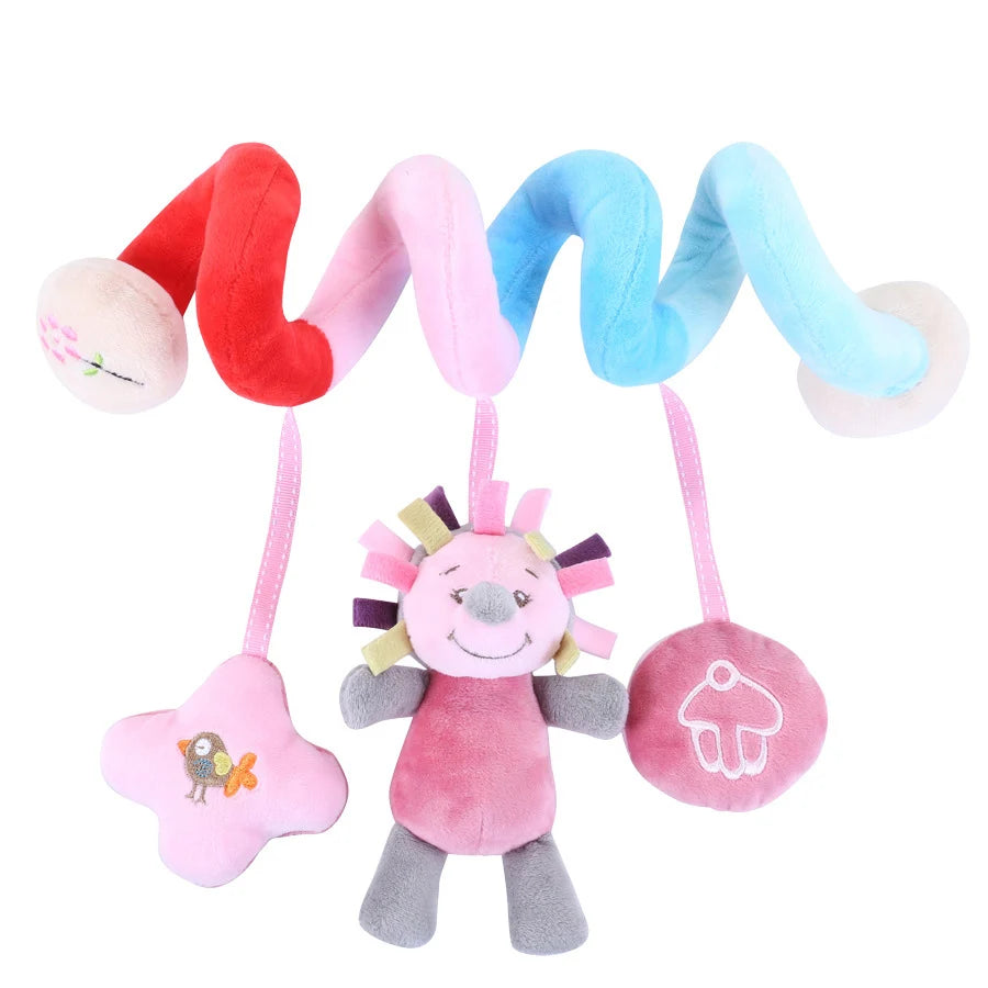 Newborns Spiral Hanging Activity Stroller Toy Baby Carseat Toy Black & White Lion Koala Rattle for Crib Mobile Sensory Toy Gift