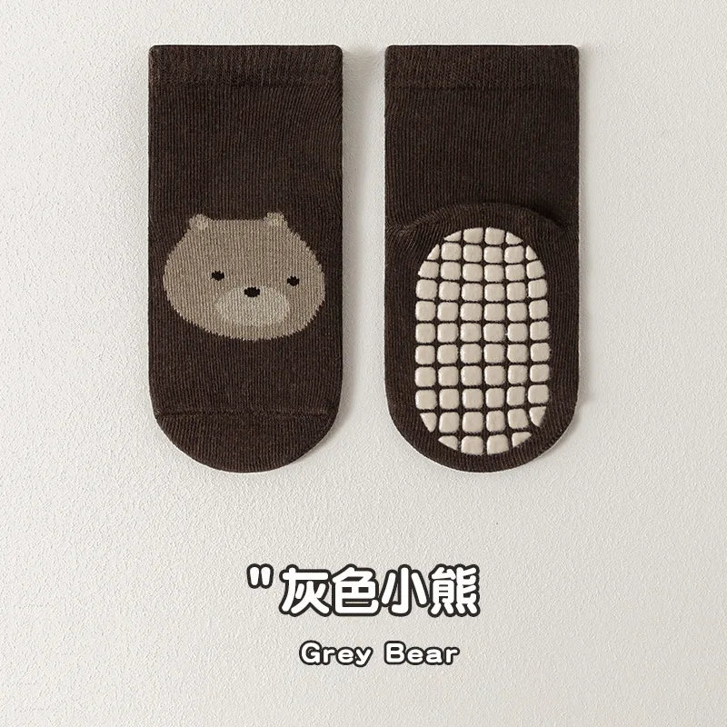 6/1 Pairs Autumn And Winter Large Area Dot Glue Baby Trampoline Socks, Baby Little Kids Non-slip Floor Socks Large Cartoon Strai