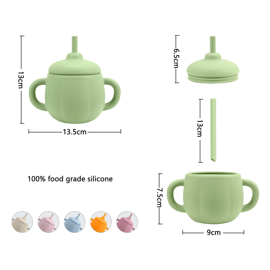 1PCS Baby Silicone Straw Cup BPA Free Portable Storage Snack Container Feeding Cup Kids Learning Drink Cup Water Bottle