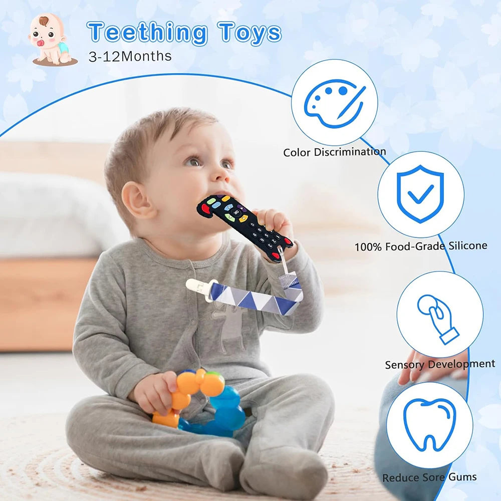 Baby Toys 0 12 Months Silicone Teething Toy Remote Control Shape Bear Teether Chew Toys Relief Teeth Gum Sensory Toys for Babies