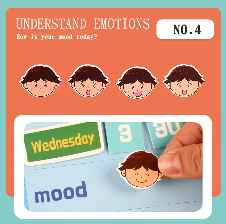 Kids Visual Schedule Daily Calendar Chart Busy Board Preschool Early Learning Toys Time Date Month Festival Weather Season Mood