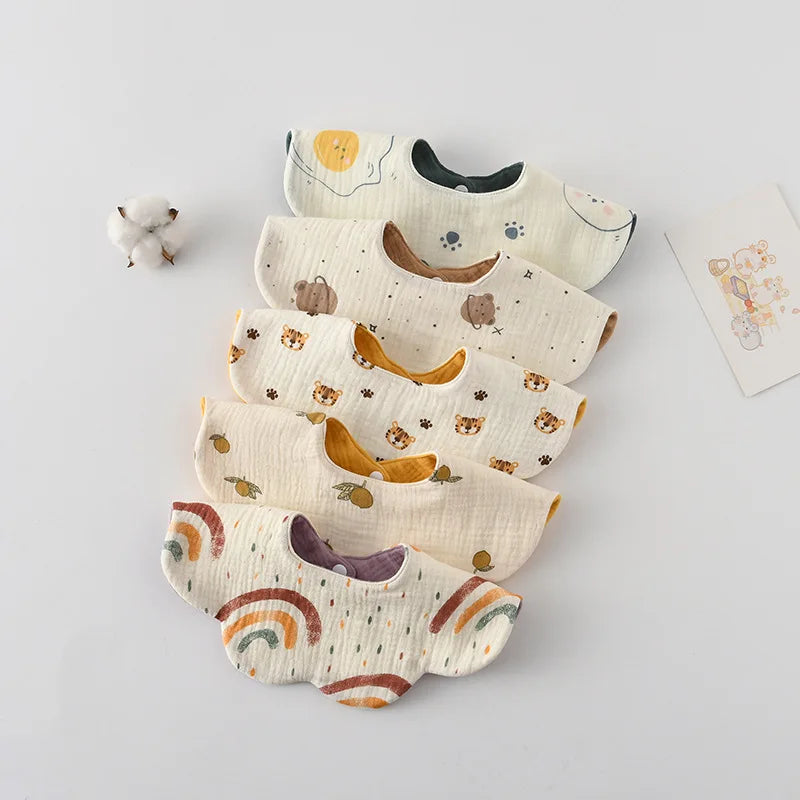 New Cute Cotton Baby Feeding Drool Bib Infants Two-sided Usable Saliva Towel Soft Burp Cloth For Newborn Toddler Kids Bibs