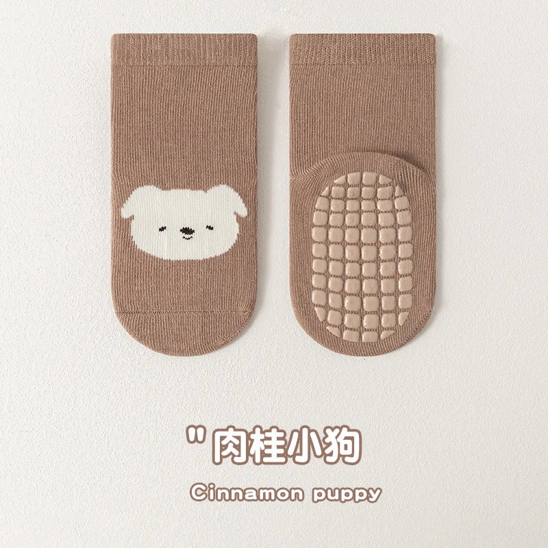 6/1 Pairs Autumn And Winter Large Area Dot Glue Baby Trampoline Socks, Baby Little Kids Non-slip Floor Socks Large Cartoon Strai