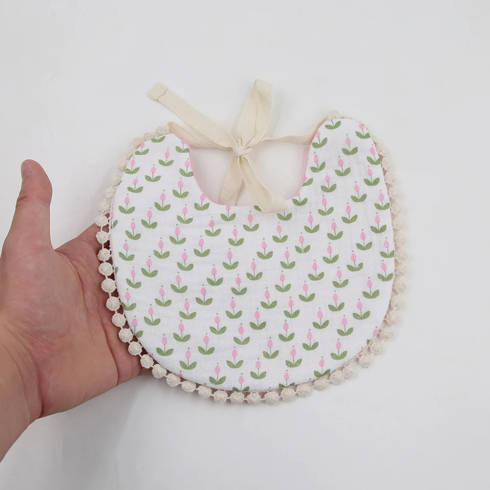 Muslin Cotton Baby Boys Girls Bibs Double Side Flower Rainbow Print Saliva Towel Infant Feeding Burp Cloth Kids Adjustable Scarf
