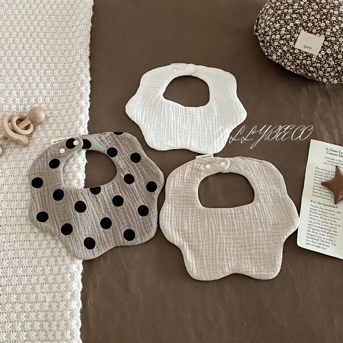 Boys and Girls Pure Cotton Candy Muslim Comfortable Saliva bib Baby Solid Lace Saliva Towel Saliva Towel Baby Supplies