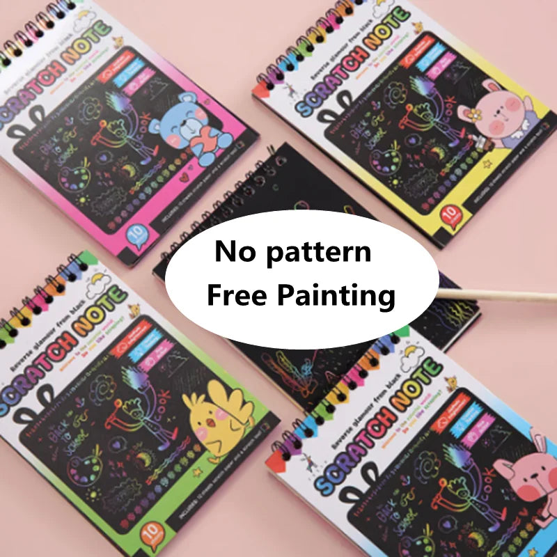 10pcs Children Scratch Montessori Drawing Toys DIY Paper Cartoon Art Painting Education Montessori Children Kids Baby Toy Gifts