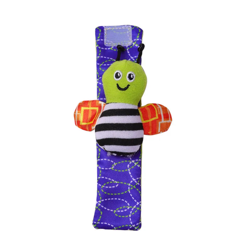 4Pcs Baby Toy 0-12 Months Baby Rattles Toys Animal Socks Wrist Strap +Rattle Baby Foot Socks Bug Wrist Strap Toddler Socks