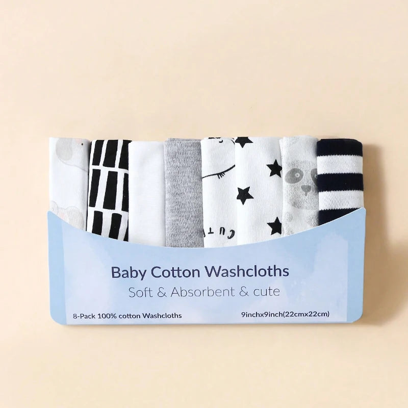 8 Piece Baby Saliva Wipes 100% Cotton Soft and Comfortable Shower Towels Newborn Bath Time Baby Wipes Cloths Handkerchief