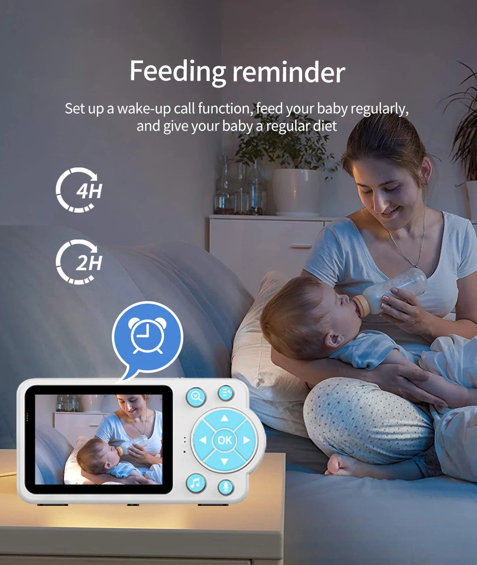 Baby Care Infrared Night Vision Breastfeeding Reminder Temperature Detection Lullaby Wireless Connection Video Surveillance