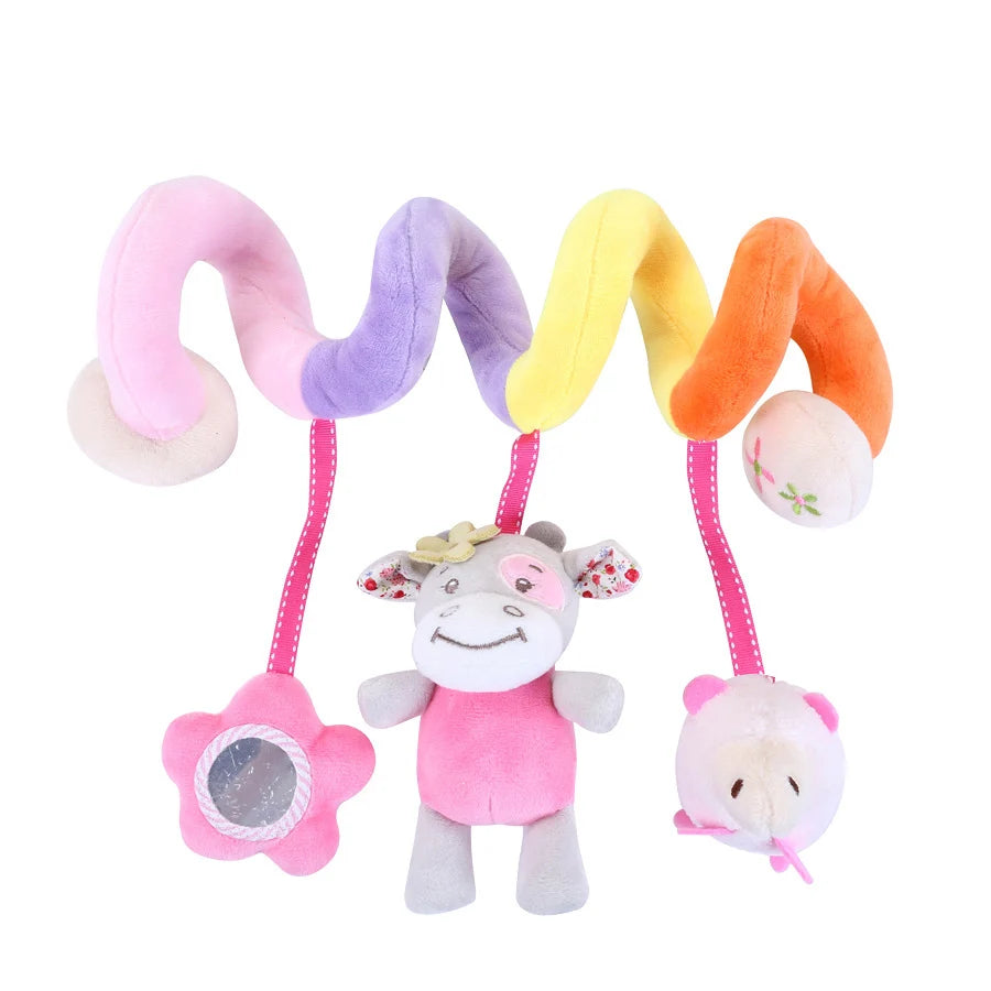 Newborns Spiral Hanging Activity Stroller Toy Baby Carseat Toy Black & White Lion Koala Rattle for Crib Mobile Sensory Toy Gift