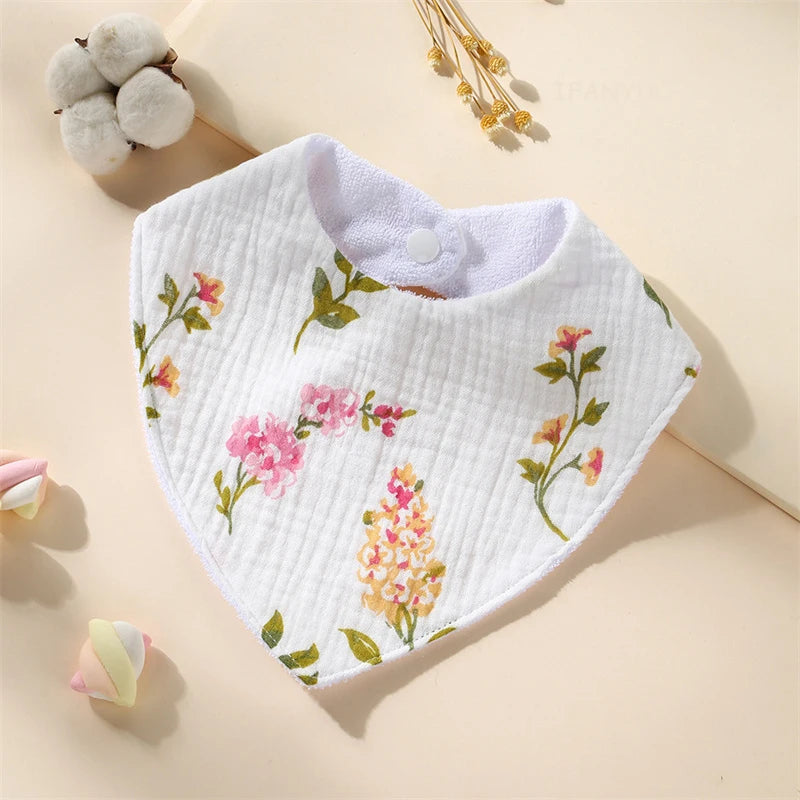 New Baby Cartoon Animal Triangle Bib Pure Cotton Waterproof Boy Girl Kid Printed Saliva Towel Newborn Infant Anti Spitting Cloth