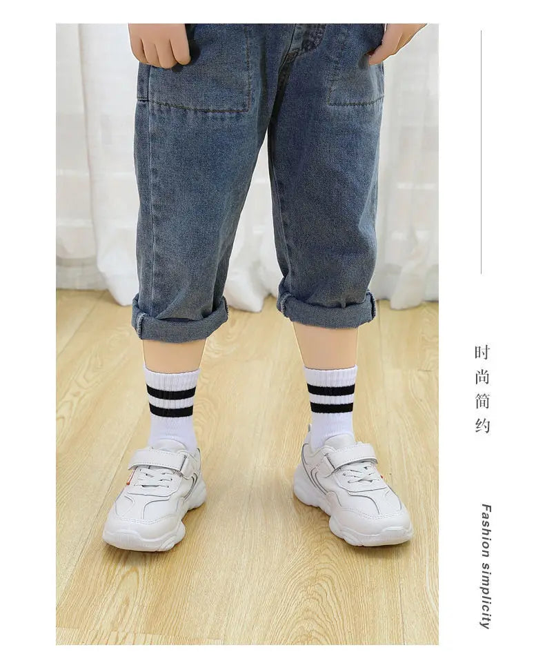 5 Pairs/ Lot Pure Colour Soft Breathable Cotton Kids School Socks Girls Boys Casual Grey Black White Sports Children's Socks