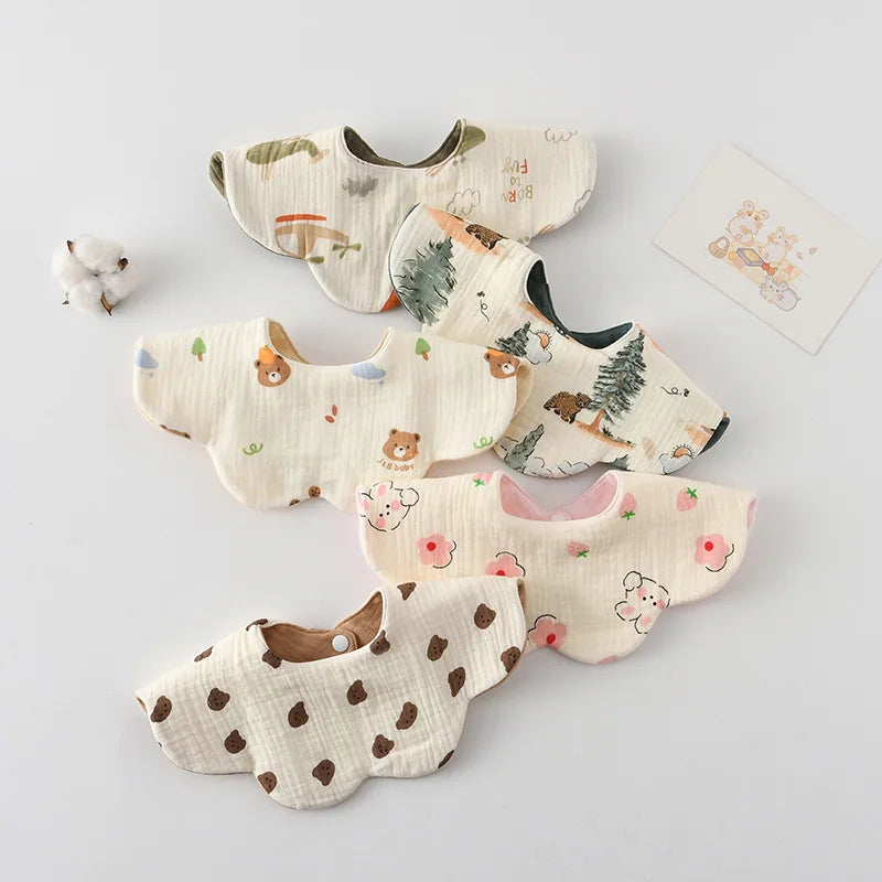 New Cute Cotton Baby Feeding Drool Bib Infants Two-sided Usable Saliva Towel Soft Burp Cloth For Newborn Toddler Kids Bibs