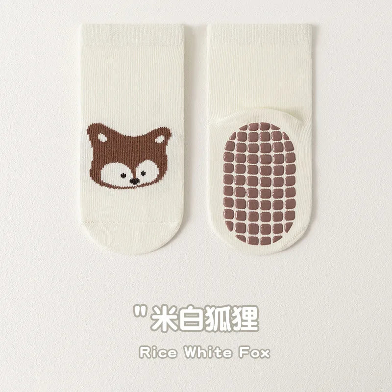 6/1 Pairs Autumn And Winter Large Area Dot Glue Baby Trampoline Socks, Baby Little Kids Non-slip Floor Socks Large Cartoon Strai