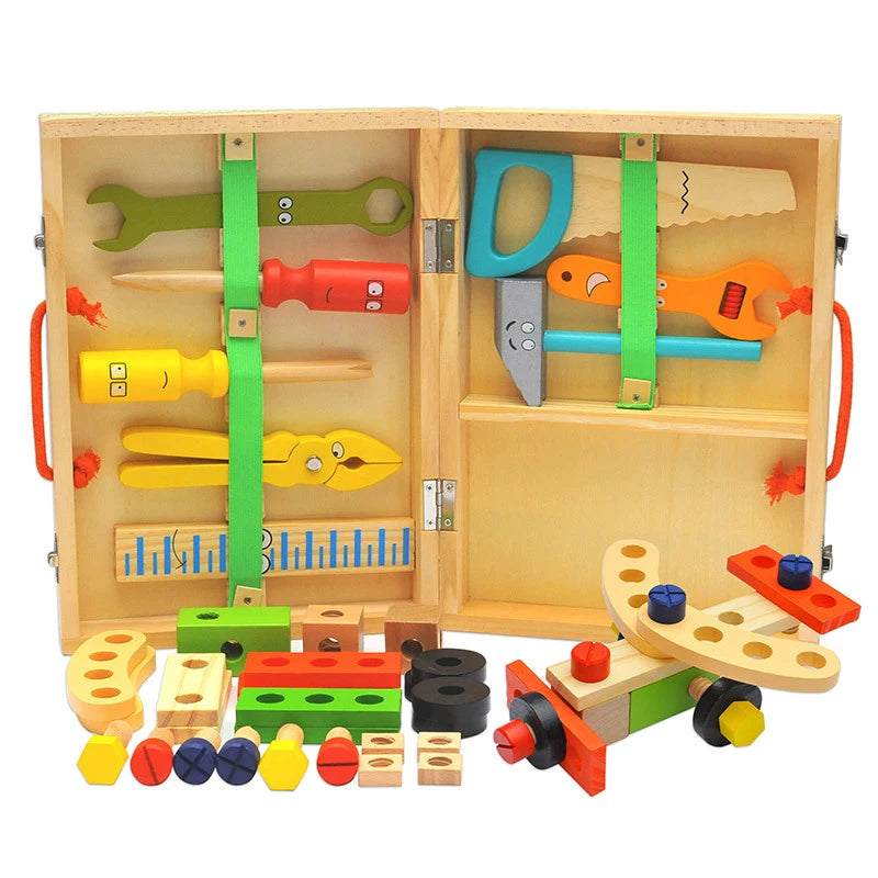 Wooden Assembling Chair Montessori Toys Kids Multifunctional Variety Nut Combination Assembly Tool Chair Educational Wooden Toys