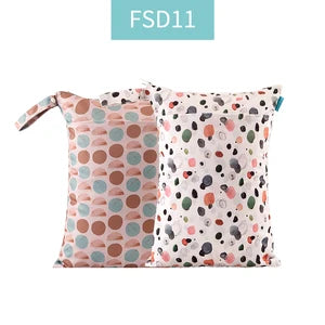 HappyFlute 2Pcs Waterproof Washable Dry And Wet Separation Baby Cloth Diaper Nappy Bag Travel Wetbag For Pool And Beach
