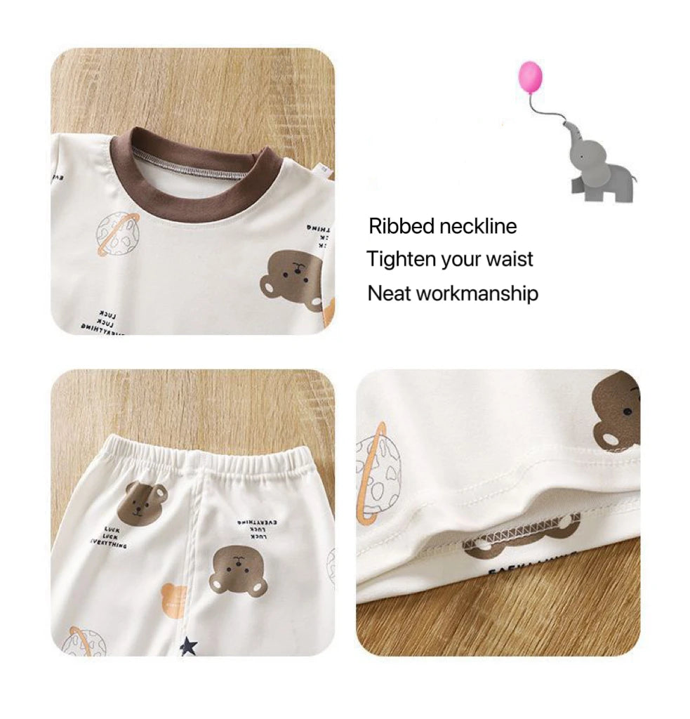 1pcs Children's Underwear Set Kids Soft Cotton Pajamas Boys Girls Baby Spring Autumn Cute Cartoon Long Sleeve Home Sleepwear