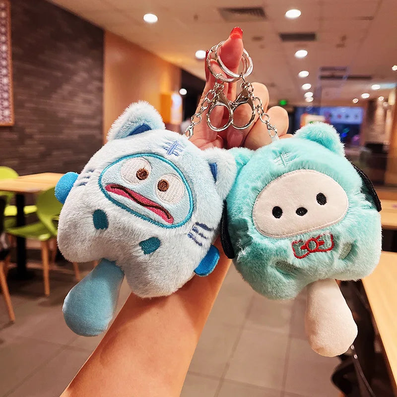 Sanrio Plush Doll Keychain Melody Cinnamoroll Pochacco Cute Key Ring Bag Pendant Gift Kids Toys Backpack Decoration Girl Gifts