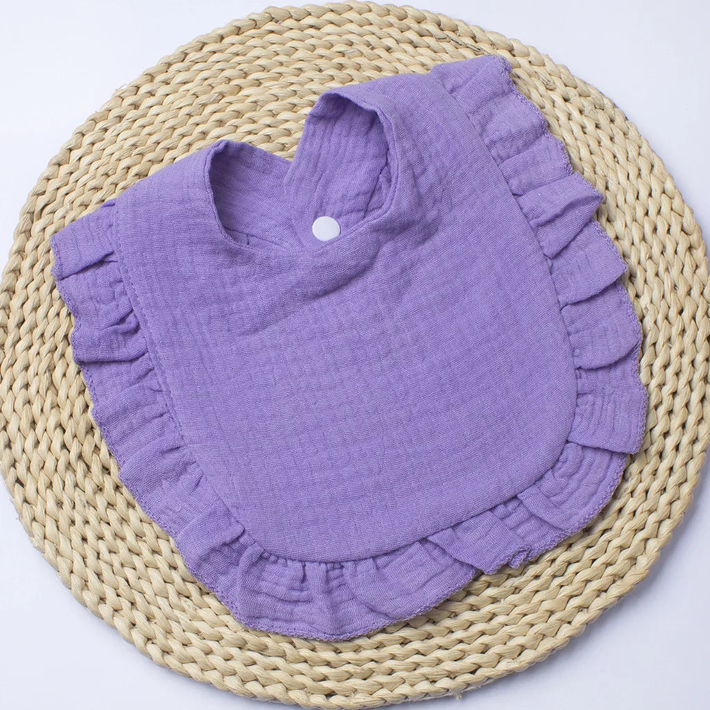 Gauze Bib for Boys Girls Pure Cotton Candy Colored Comfortable Saliva Bib Baby Solid Colored Lace Saliva Towel Baby Products