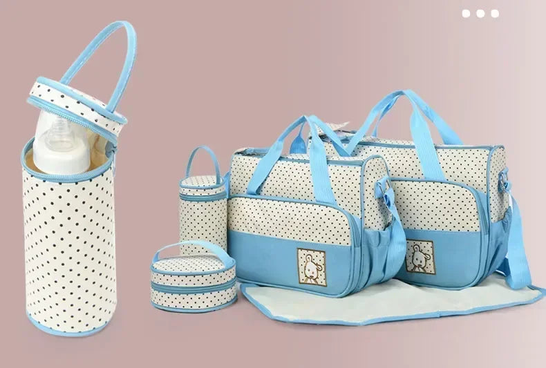 5pcs/set Large Capacity Baby Bag for Mom Travel Stroller Organizer Baby Diaper Bag Mummy Maternity Newborn Accessories Bag