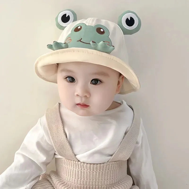 Cartoon Frog Baby Bucket Hat Breathable Soft Cotton Infant Boys Girls Fisherman Cap Outdoor Travel Toddler Sun Hats