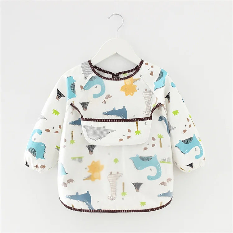 Newborn Baby Bibs Blouse Waterproof Long-sleeved Reverse Dressing Infant Eating Clothes Apron Bib Protective Clothing 0-2Years