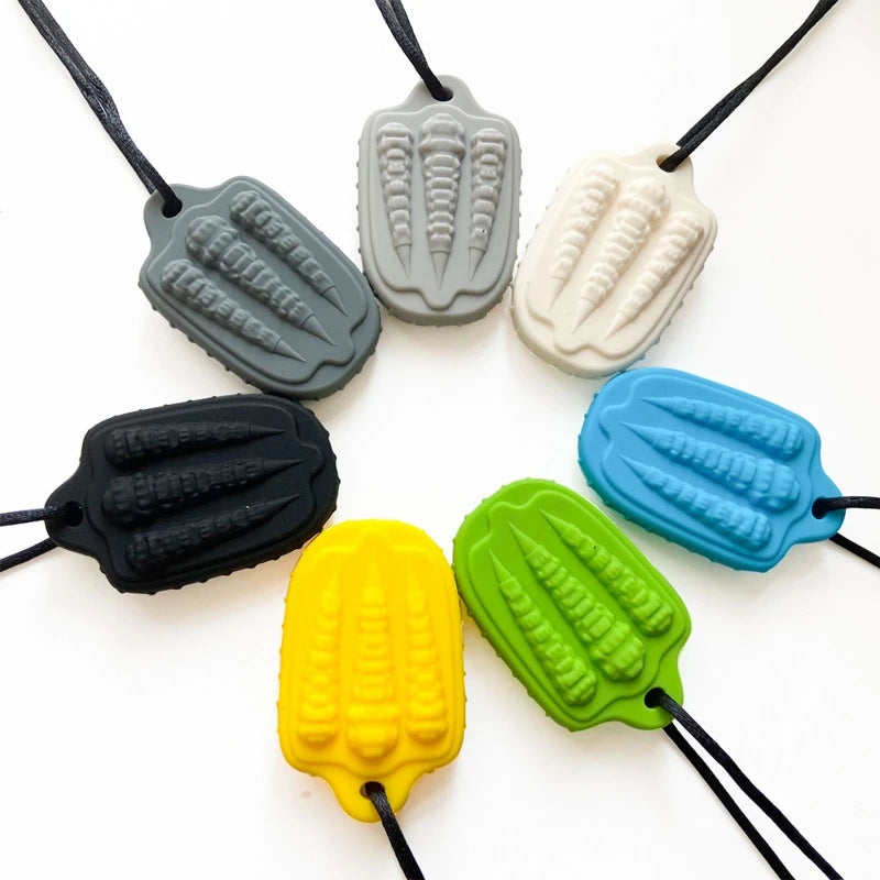 Baby Silicone Teether Kids Chew Necklace Sensory Chewy Pendant Teething Toys for Autism ADHD Special Needs