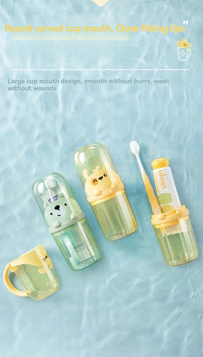 Travel Mouthwash Cup, Brushing Cup, Toothbrush, Toothbrush Cup, CHILDREN'S Set, Portable Home Washing and Toothpaste Storage