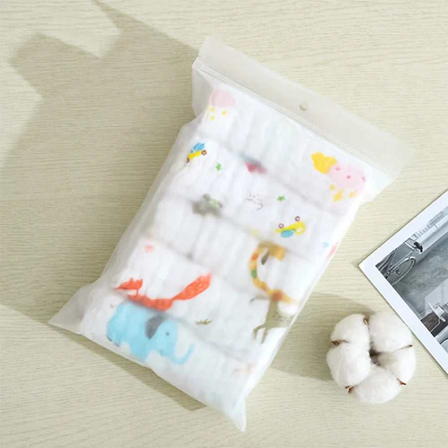 5pcst Baby Towels Muslin 6 layers Cotton SoftBaby Face Towel Handkerchief Bathing Feeding Face Washcloth Wipe Burp Cloth