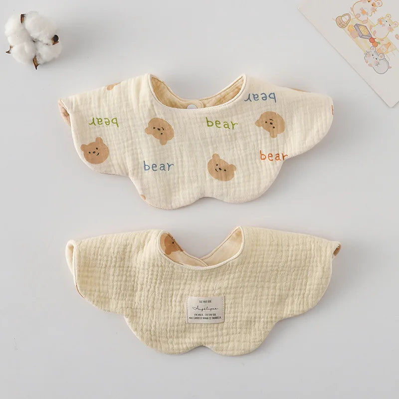 New Cute Cartoon Two-sided Usable Baby Feeding Drool Bib Infants Saliva Towel Cotton Burp Cloth For Newborn Toddler Kids Bibs