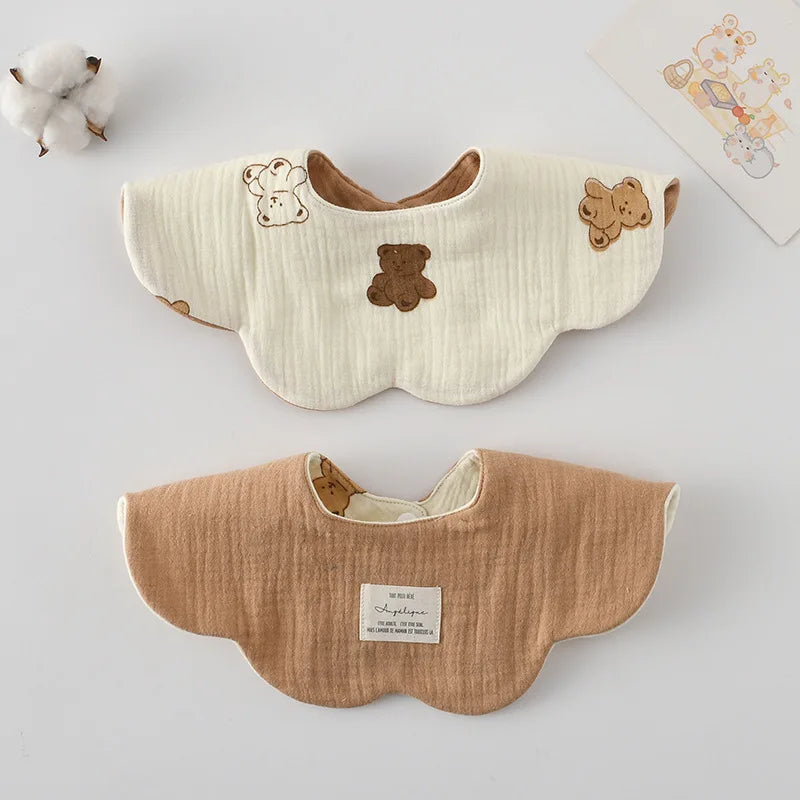 New Cute Cartoon Two-sided Usable Baby Feeding Drool Bib Infants Saliva Towel Cotton Burp Cloth For Newborn Toddler Kids Bibs