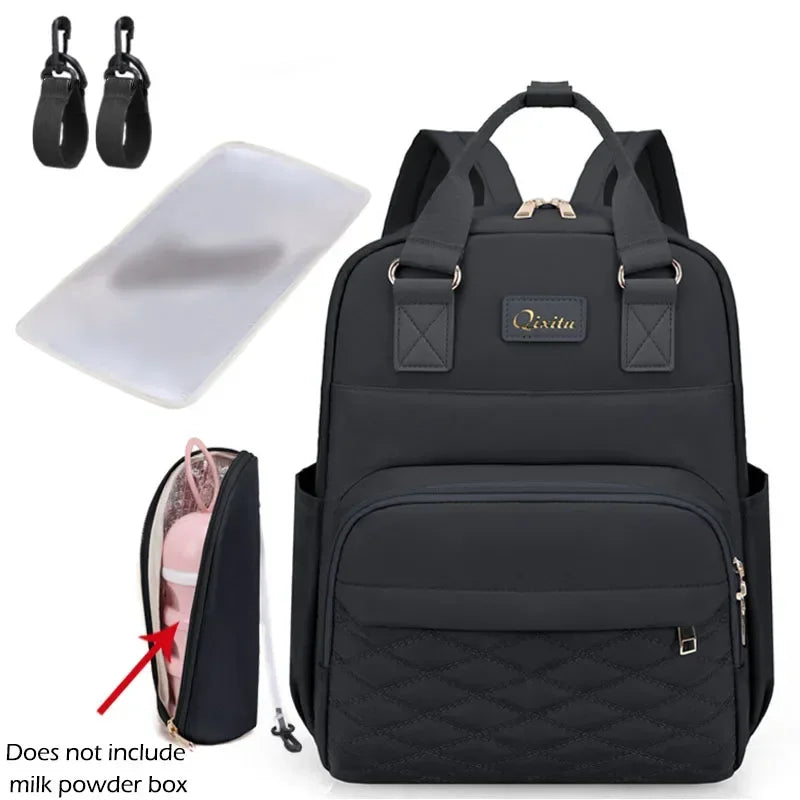 New Mommy Diaper Bags with Diaper Pad Nursing Bags Maternity USB Multifunctional Portable Large Baby Stroller Hanging Bag